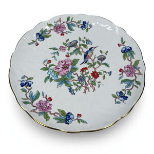 Vintage Aynsley Pembroke Large Cake Plate 10.5" White Fine Bone China Gold Trim